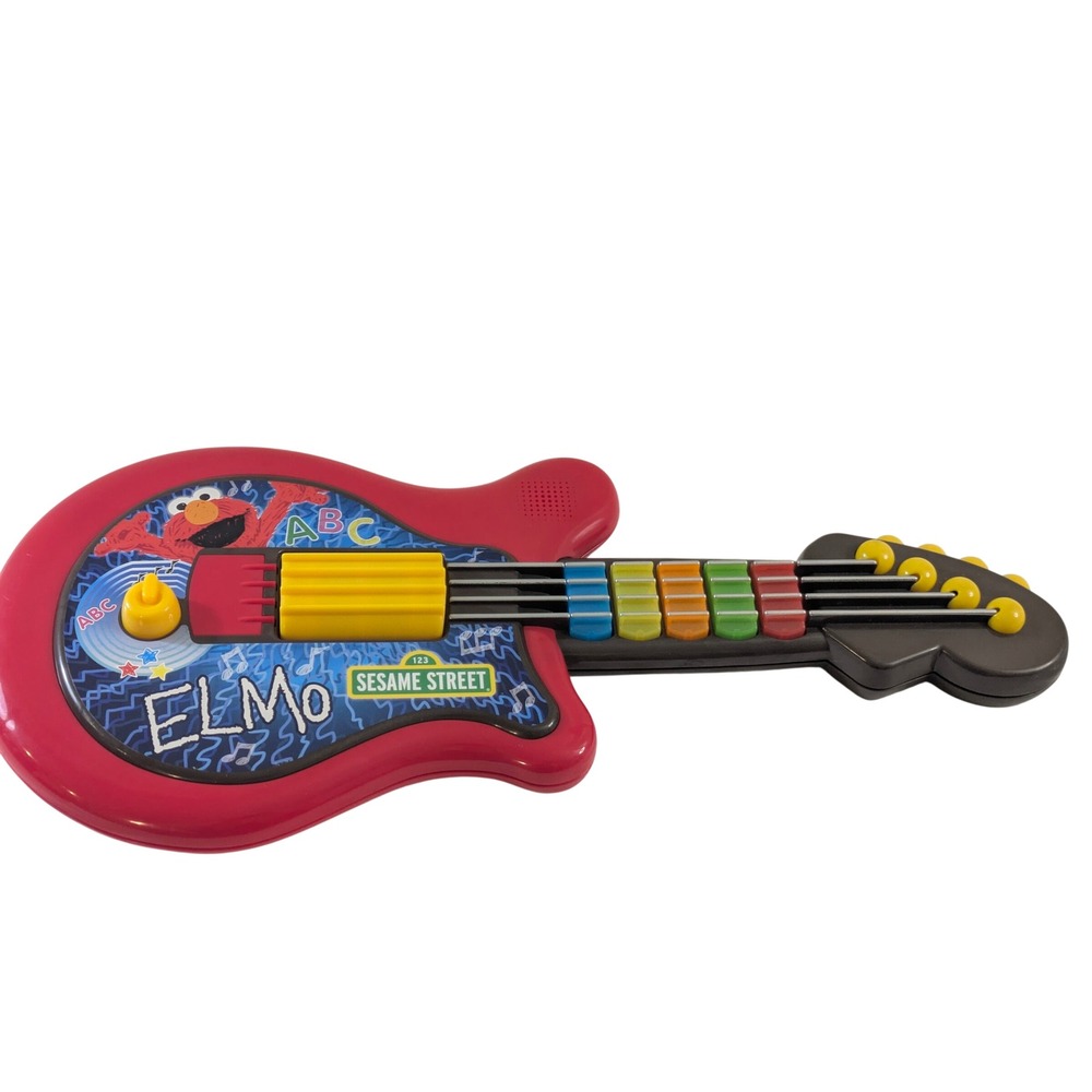 Sesame Street Elmo Rockin Guitar Musical Toy Red Light Up Sounds ABCs‎